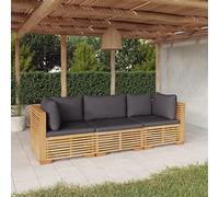 SKTQYQO Ensemble de canapés de jardin 3 pièces avec coussins en bois massif de teck ensemble de balcon Meubles de terrasse Convient pour les cours et terrasses