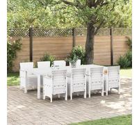 SKTQYQO Ensemble de salle à manger de jardin 9 pièces avec table rectangulaire et huit chaises coussins gris clair en polyrotin résistant pour l'extérieur, ensemble complet pour terrasse et patio