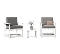 SKTQYQO Ensemble de salon de jardin 3 pièces en bois massif de pin blanc avec table et 2 chaises pour patio, meubles d'extérieur durables et confortables avec dossier. Le titre généré (154)
