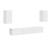 SKTQYQO Ensemble meuble TV montage mural 5 pièces blanc bois multicouche