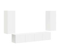 SKTQYQO Ensemble meuble TV mural 4 pièces blanc bois multicouche