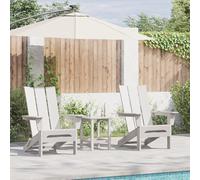 SKTQYQO Ensemble salon de jardin 3 pièces blanc HDPE avec 2 chaises Adirondack pliantes et table latérale, ergonomique et résistant aux intempéries pour patio et balcon, design classique