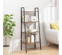 SKTQYQO Étagère autoportante 4 étagères marron foncé noir 56 x 35 x 140 cm en acier robuste pour maison et bureau avec grand espace de rangement et structure stable pour livres plantes