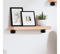 SKTQYQO Étagère murale en bois massif chêne non traité 40 x 10 x 4 cm avec bords vivants pour décoration rustique, étagère de rangement résistante et naturelle pour salle de bain cuisine