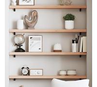 SKTQYQO Étagère murale en bois massif chêne non traité 80 x 10 x 4 cm avec bords vivants - étagère rustique résistante pour salle de bain cuisine salon - étagère naturelle idéale