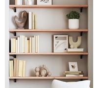 SKTQYQO Étagère murale en bois massif chêne non traité 80 x 20 x 2 cm avec bords vivants, étagère rustique résistante pour salle de bain, cuisine, salon, étagère naturelle pour ameublement