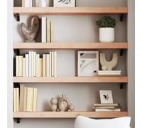 SKTQYQO Étagère murale en bois massif chêne non traité 80 x 20 x 6 cm avec bords vivants et surface naturelle, étagère résistante pour intérieur rustique, étagère à faire soi-même