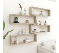 SKTQYQO Étagère murale en cube 4 pièces chêne Sonoma 100 x 15 x 30 cm multicouche pour salon chambre à coucher - étagères murales en bois pour livres de décoration - Ensemble d'étagères modernes
