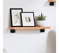 SKTQYQO Étagère murale marron clair 40 x 10 x 2 cm chêne massif traité avec peinture - étagère murale rustique bois naturel pour salle de bain cuisine salon - structure durable