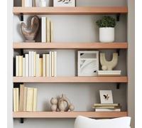 SKTQYQO Étagère murale marron clair 80 x 20 x 6 cm en chêne massif traité avec peinture pour intérieur - Étagère murale rustique en bois naturel avec bords vivants et surface lisse