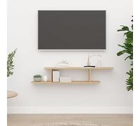 SKTQYQO Étagère TV murale en chêne Sonoma 125 x 18 x 23 cm en bois multicouche étagère suspendue robuste pour lecteurs DVD, composants AV Design asymétrique Montage facile