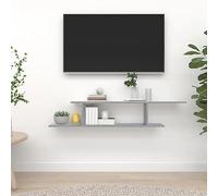 SKTQYQO Étagère TV murale Gris Sonoma 125 x 18 x 23 cm Bois multicouche, étagère moderne pour salon avec design asymétrique, meuble mural résistant à l'humidité pour composants AV,