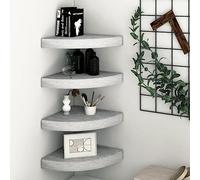 SKTQYQO Etagères d'angle 4 pièces Gris ciment 25 x 25 x 3,8 cm en MDF étagères d'exposition pour mur avec montage invisible, idéales pour les livres, décorations et objets de collection