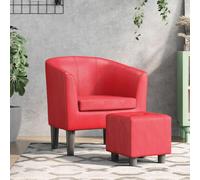 SKTQYQO Fauteuil à cockpit avec repose-pieds en simili cuir rouge pour salon moderne, chaise relax avec structure en bois de pin stable et rembourrage confortable, comprend 1 fauteuil et 1