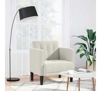 SKTQYQO Fauteuil avec accoudoirs crème 53 cm en velours doux, structure contreplaqué stable, idéal pour salon et étude, confort mousse et ressorts, design moderne et polyvalent