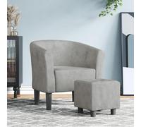 SKTQYQO Fauteuil convertible moderne avec repose-pieds gris clair en velours doux pour salon et bureau, structure robuste en bois de pin, rembourrage confortable, design matelassé