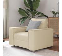 SKTQYQO Fauteuil crème 59 cm en cuir synthétique moderne pour salon et bureau, assise confortable avec coussin rembourré et structure robuste en acier, design élégant pour espaces