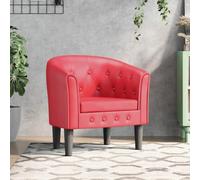 SKTQYQO Fauteuil de cockpit rouge en simili cuir moderne avec décoration de boutons pour salon, chambre à coucher ou bureau, structure robuste en bois de pin, rembourrage épais