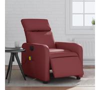 SKTQYQO Fauteuil de massage inclinable électrique avec 6 points de vibration et fonction USB, rouge vin en similicuir, assise confortable et structure stable pour détente et bien-être
