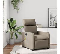 SKTQYQO Fauteuil de massage inclinable manuel en simili cuir Cappuccino avec 6 points de vibration et poche latérale, assise confortable et structure stable pour détente et bien-être **Analyse