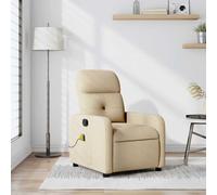 SKTQYQO Fauteuil de massage inclinable manuel en tissu crème avec 6 points de vibration et poche latérale pour détente et bien-être domestique **Analyse des exigences et optimisation :**