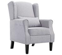 SKTQYQO Fauteuil gris clair en tissu avec structure en bois et coussin Lombo-sacré, assise rembourrée et design moderne pour salon et salon, matériaux durables et confortables