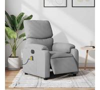 SKTQYQO Fauteuil inclinable électrique avec massage à 6 points, tissu gris clair, fonction vibration et inclinaison automatique, cadre stable. Asseyez-vous et détendez-vous sur celui-ci