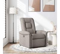 SKTQYQO Fauteuil inclinable en tissu taupe avec fonction manuelle à 135 degrés, cadre bois et métal, poche latérale pratique pour télécommande, assise rembourrée et accoudoirs larges