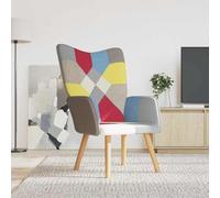 SKTQYQO Fauteuil relax en tissu Patchwork multicolore moderne pour salon avec structure en acier et pieds en bois massif de Hevea, rembourrage en mousse souple, design chic et