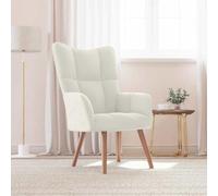 SKTQYQO Fauteuil relax en velours blanc crème avec structure en acier et pieds en bois pour salon et salon, design moderne et rembourrage en mousse pour un maximum de confort,