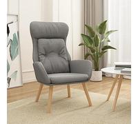 SKTQYQO Fauteuil relaxant gris clair en tissu avec structure métallique et pieds en bois, chaise de salon rembourrée pour un maximum de confort et de stabilité, idéal pour séjour et relaxation,