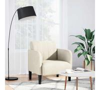 SKTQYQO Fauteuil simple en velours crème avec accoudoirs et structure contreplaqué 54 cm, assise souple avec mousse et ressorts pour un maximum de confort et de soutien, design polyvalent