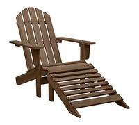 SKTQYQO Fauteuil vintage avec repose-pieds en bois massif pour extérieur, chaise de jardin avec ottomane en bois de pin marron, design classique et résistant aux intempéries