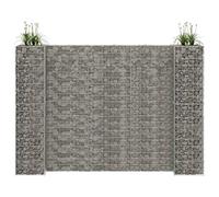 SKTQYQO Gabion Jardinière en H en fil d'acier 260 x 40 x 180 cm pour jardin et patio, structure résistante à la rouille avec mailles 10 x 5 cm, idéale pour bordure et décoration extérieure,