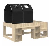 SKTQYQO Lit 3 pièces chêne Sonoma et noir | Bois d'ingénierie, 108 x 163 cm, avec espace de rangement, support à lattes, utilisation en intérieur