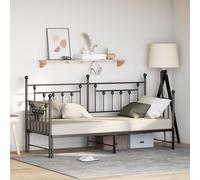 SKTQYQO Lit à jour avec lit gigogne Noir Structure de lit multi-usages Structure de lit pour chambres Convient pour les hôtels et les studios 75x190 cm Acier