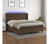 SKTQYQO Lit à ressorts Matelas et LED Marron Foncé Structure de lit d'hôtel Lit multifonction Convient pour l'hôtel et les études 160 x 200 cm Tissu
