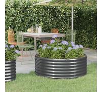 SKTQYQO Lit de jardin en acier à poudre anthracite 100 x 100 x 36 cm, jardinière surélevée ronde résistante aux intempéries pour plantes et potagers, structure robuste en acier galvanisé,