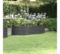 SKTQYQO Lit de jardin en acier à poudre anthracite 152 x 80 x 36 cm, jardinière surélevée ovale pour plantes et potagers, structure robuste et durable pour l'extérieur, résistante aux