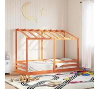 SKTQYQO Lit enfant avec toit marron cire, structure de lit multifonction, lit multifonction, adapté pour hôtel et studios, 75 x 190 cm, pin massif