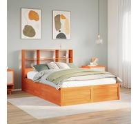 SKTQYQO Lit sans matelas marron cire, structure de lit d'hôtel, structure de lit multi-usages Convient pour les hôtels et les études 140 x 190 cm en bois de pin