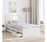 SKTQYQO Lit simple blanc 90 x 200 cm avec 6 tiroirs | Bois d'ingénierie, structure avec lamelles, pieds carrés, nettoyage facile, utilisation en intérieur