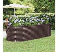 SKTQYQO Lit surélevé de jardin en acier galvanisé avec revêtement en poudre 249 x 100 x 68 cm marron, jardinière ovale pour plantes et potagers, structure robuste et durable pour l'extérieur,