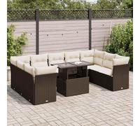 SKTQYQO Lot de 10 canapés de jardin avec coussins en rotin polyrotin marron