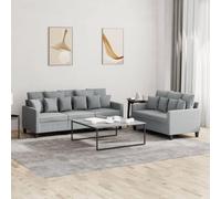 SKTQYQO Lot de 2 canapés avec coussins gris clair en tissu, canapé 2 et 3 places avec 8 grands et 10 petits coussins, tissu durable et structure stable pour le salon,
