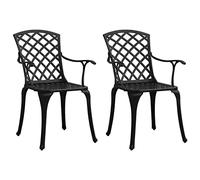 SKTQYQO Lot de 2 chaises de jardin en aluminium moulé sous pression noir pour extérieur avec dossier haut et siège perforé, idéales pour le déjeuner et la détente, les meubles d'extérieur durables et