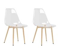 SKTQYQO Lot de 2 chaises de salle à manger transparentes en PET avec structure en métal, design ergonomique incurvé pour un maximum de confort, assise transparente et pieds solides, idéales