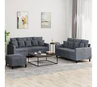 SKTQYQO Lot de 3 canapés avec coussins gris foncé en velours doux, structure robuste en contreplaqué et métal, comprend 2 canapés 2 places, 1 repose-pieds, 7 grands coussins et 9