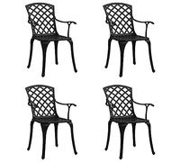 SKTQYQO Lot de 4 chaises de jardin en aluminium moulé sous pression noir pour extérieur avec dossier haut et siège perforé, idéales pour le déjeuner et la détente, les meubles d'extérieur durables et