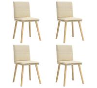 SKTQYQO Lot de 4 chaises de salle à manger en tissu crème avec structure métallique et bois, siège rembourré en mousse dense pour un maximum de confort et de stabilité, idéales pour salle à manger